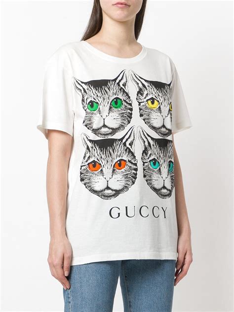 gucci pink cat shirt|Gucci feline necklace.